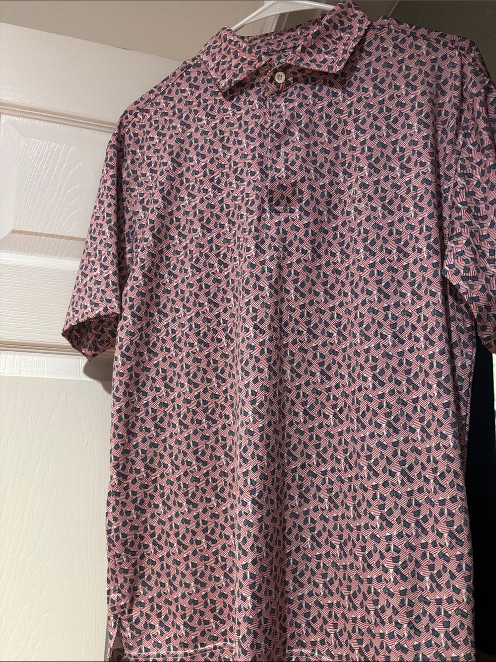 Rhoback Men's Pink Geometric Print Polo